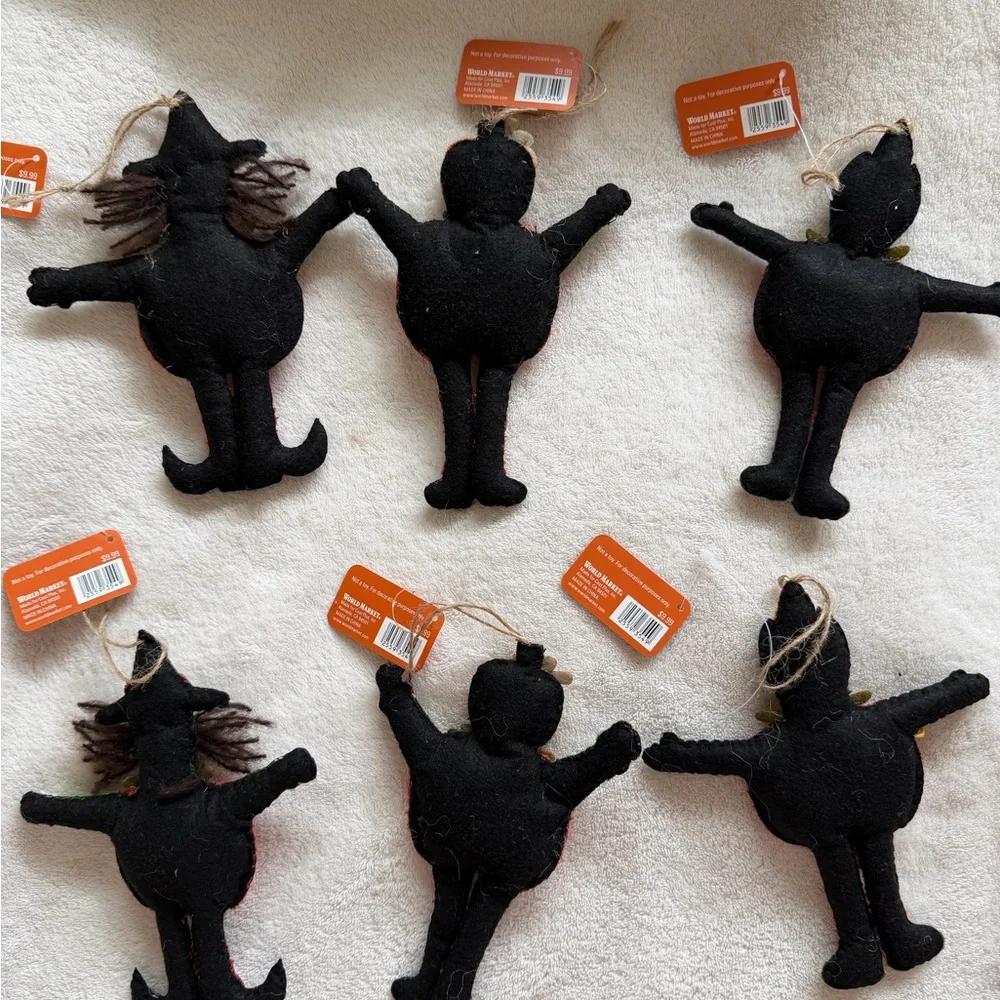 World Market Halloween Embroidered Ornament Set of 6 - Picture 7 of 7